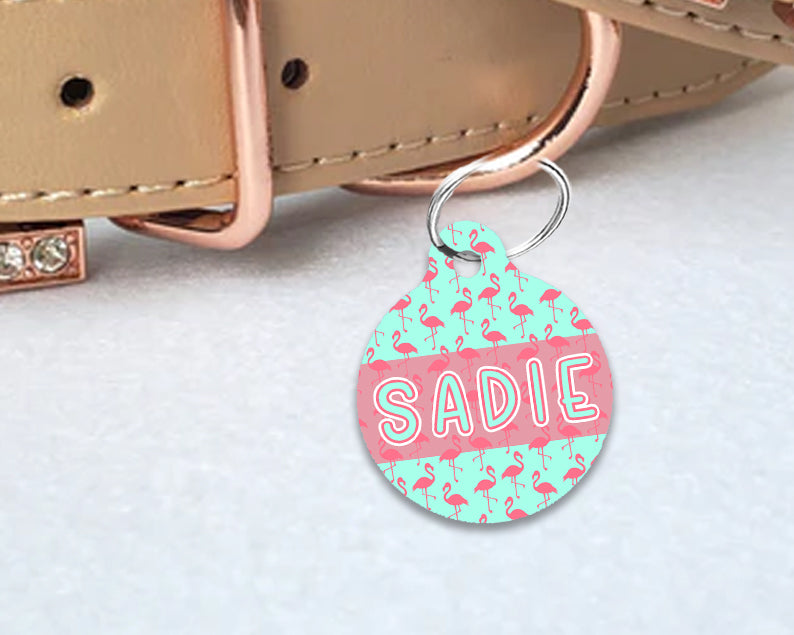 Pet ID Tag | Dancing Flamingo